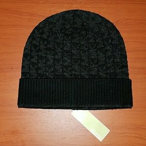 New MICHAEL Michael Kors Black Beanie MK Pattern